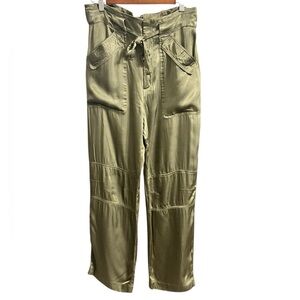 J.Crew Green Satin Cargo Trousers Womens Size 8T